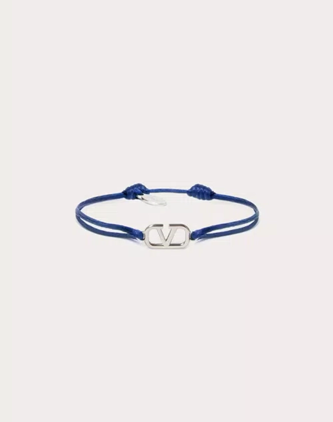 Bracelet Vlogo Signature En Coton pour Homme en Bleu | Valentino FR