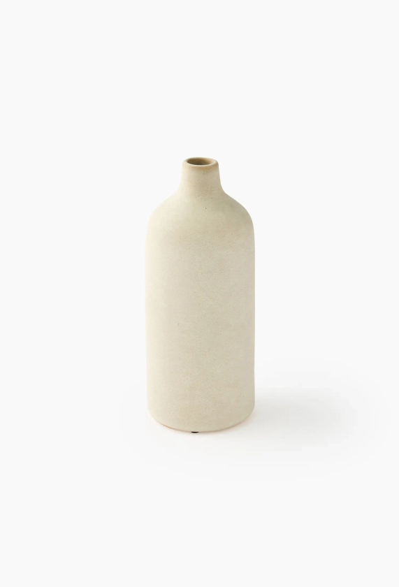 Vase droit bouteille, D9x9xH23, faïence VERT Monoprix Maison