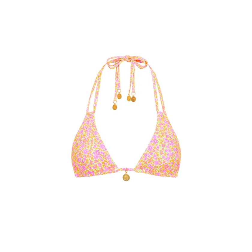 Halter Bralette Bikini Top - Champagne Blossom