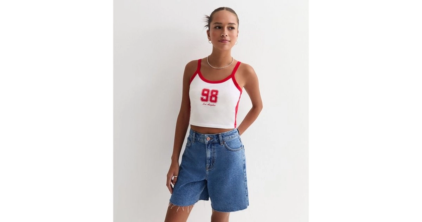 Girls White 98 Los Angeles Crop Vest Top | New Look