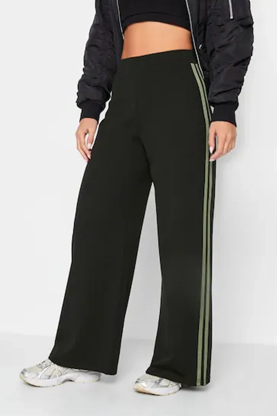 Buy PixieGirl Petite Black Stripe Scuba Wide Leg Trousers from the Next UK online shop