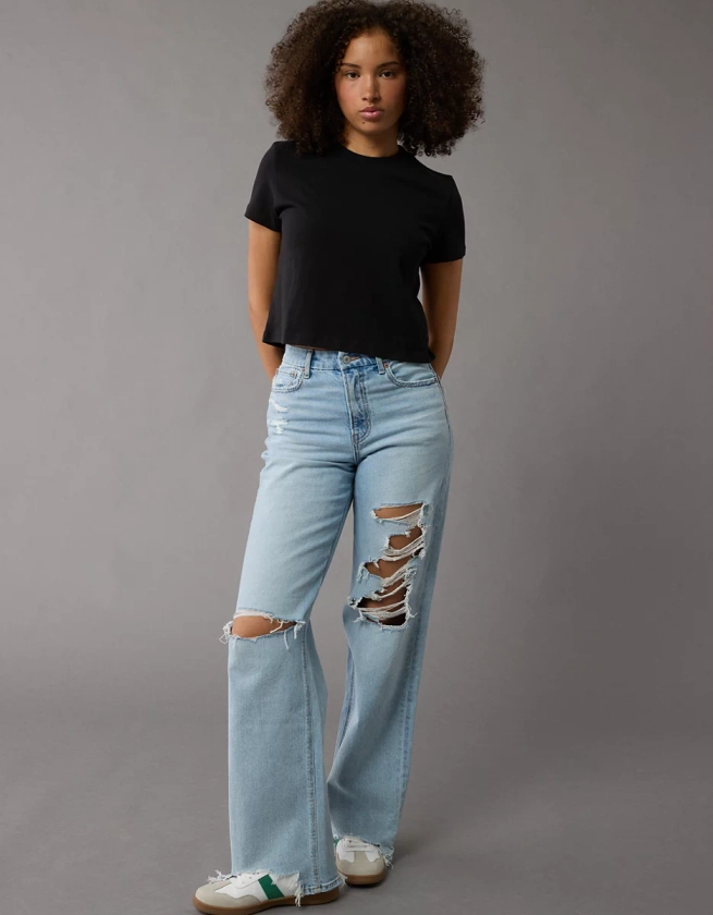 AE Strigid Curvy Ripped Super High-Waisted Baggy Straight Jean