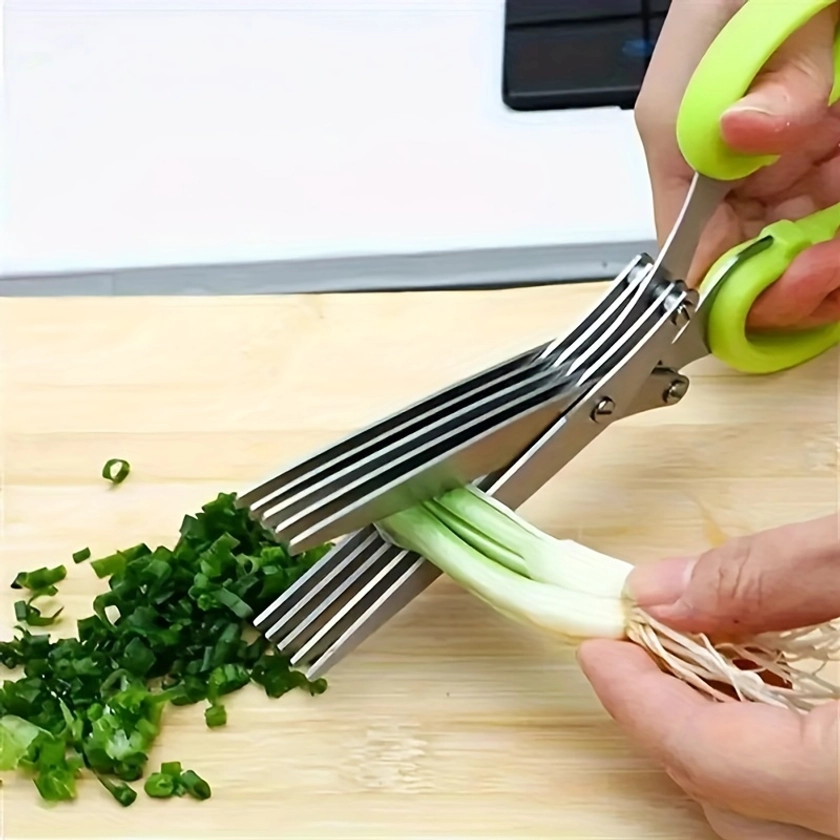 1set Multifunctional Stainless Steel Kitchen Scissors with 5 Layers - Quick * for Onion, Herb, Seaweed, Pepper, and Vegetable - Outdoor Grill U