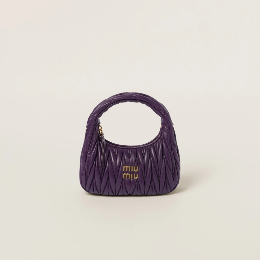 Violet Wander Matelassé Nappa Leather Hobo Bag | Miu Miu