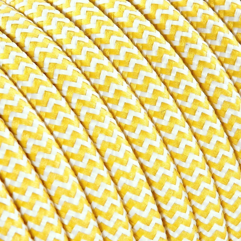 DRESS - Cable Textile Rond 2X0,75 1 mt TO108 BLANC/JAUNE | Leroy Merlin