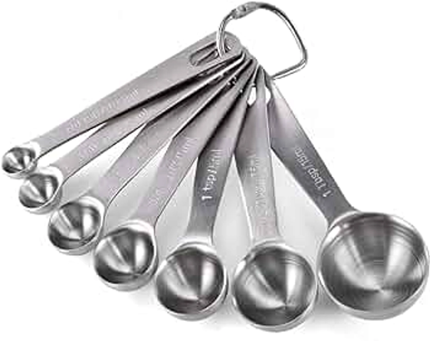 Measuring Spoons: U-Taste 18/8 Stainless Steel Set of 7 Piece: 1/8 tsp, 1/4 tsp, 1/2 tsp, 3/4 tsp, 1 tsp, 1/2 tbsp & 1 tbsp Dry and Liquid Ingredients
