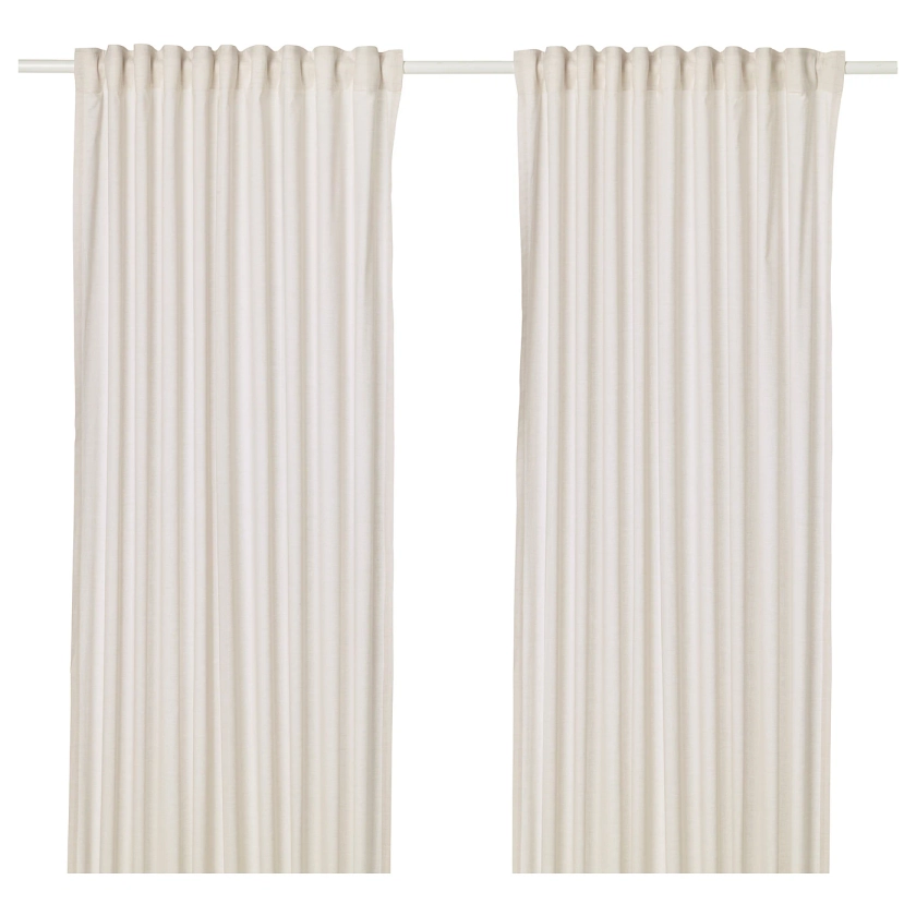 Curtains, HANNALILL, 1 pair, 145x300 cm, beige - IKEA