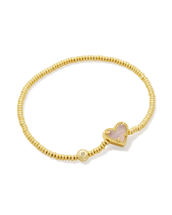 Ari Heart Gold Stretch Bracelet in Iridescent Drusy | Kendra Scott