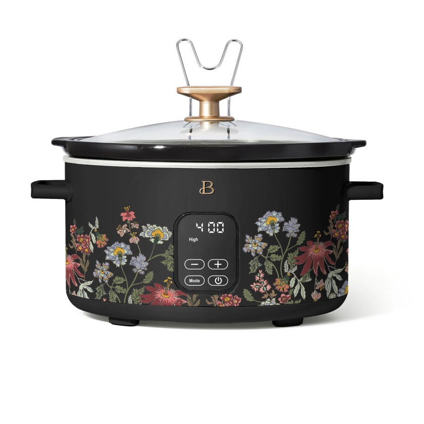 Beautiful 6 Qt Programmable Slow Cooker, Wildflower by Drew Barrymore, Black