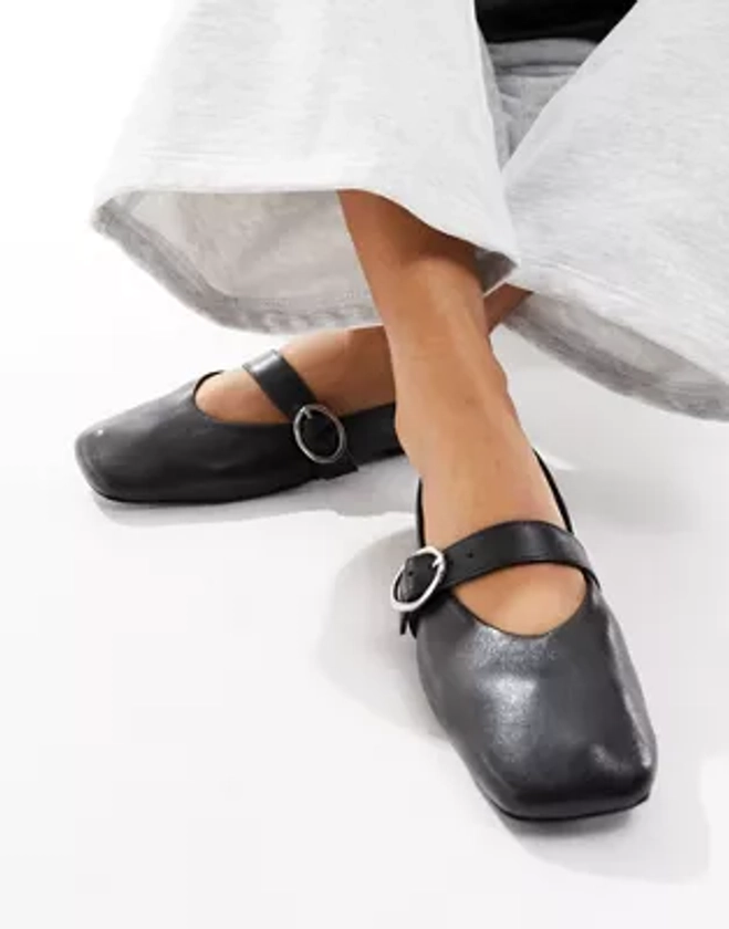 ASOS DESIGN Luxe - Ballerines style babies en cuir de qualité supérieure - Noir | ASOS