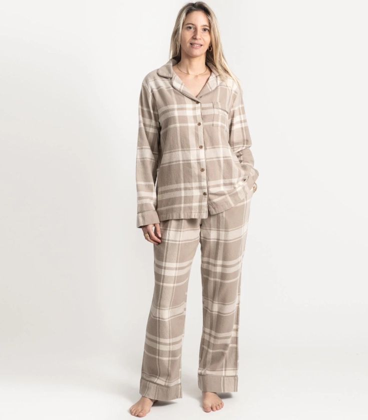 Organic Cotton Flannelette Long PJ Set - Plaid | Bhumi Fairtrade Organic Cotton Sleepwear