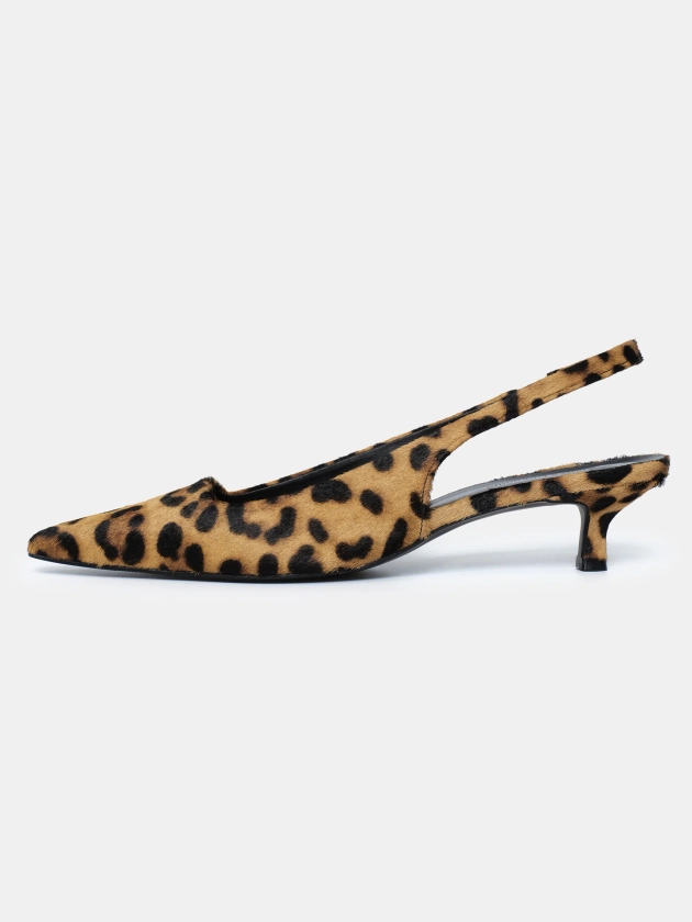 Nalita Cow-Hair Slingback Pumps, Leo Brown