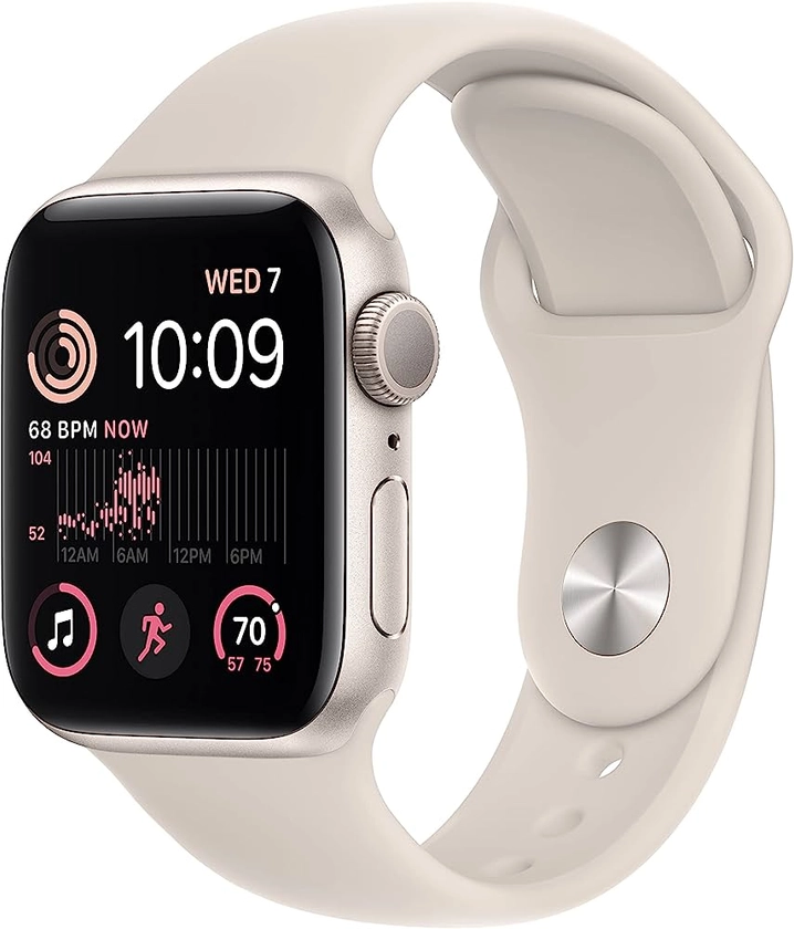 Apple Watch SE (2nd Gen) (GPS, 40mm) - Starlight Aluminium Case with Starlight Sport Band, Regular (Renewed)