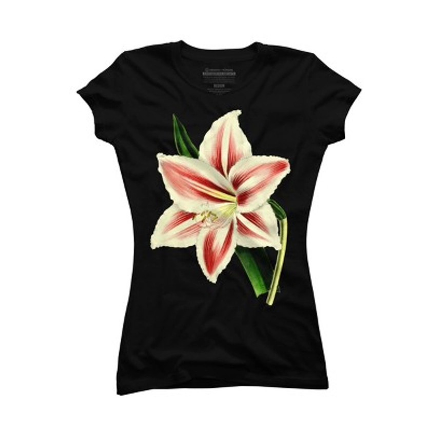 Junior's Design By Humans Botanical Vintage Flower By vintage100years T-Shirt - Black - X Large