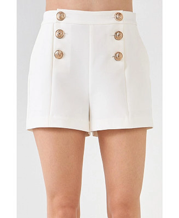 endless rose Women's Gold Color Button Detail Shorts - Macy's