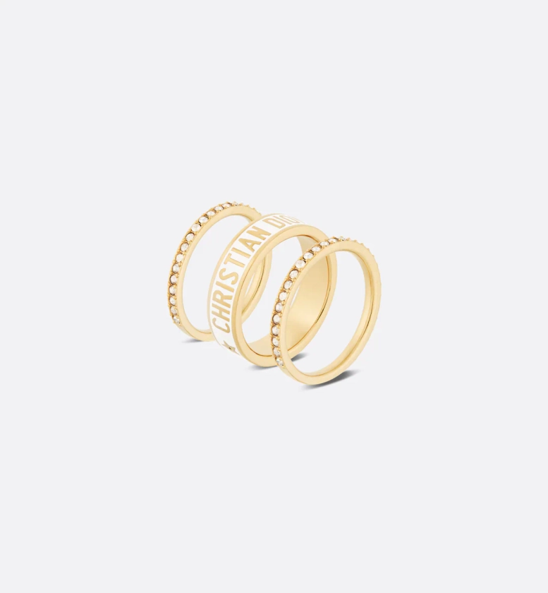 Dior Code Ring Set Gold-Finish Metal and Silver-Tone Crystals with White Lacquer | DIOR
