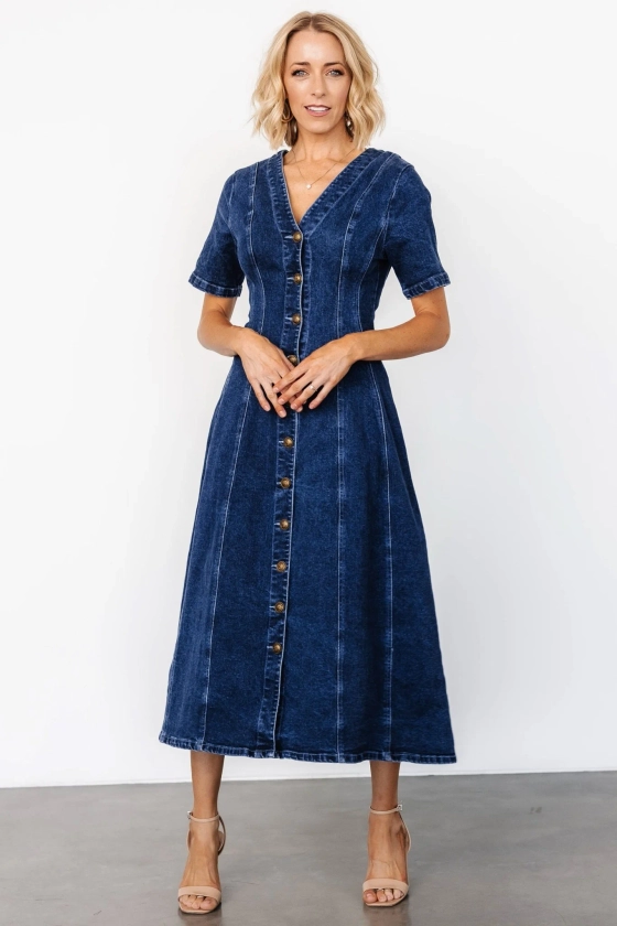 Oakley Button Denim Dress | Blue