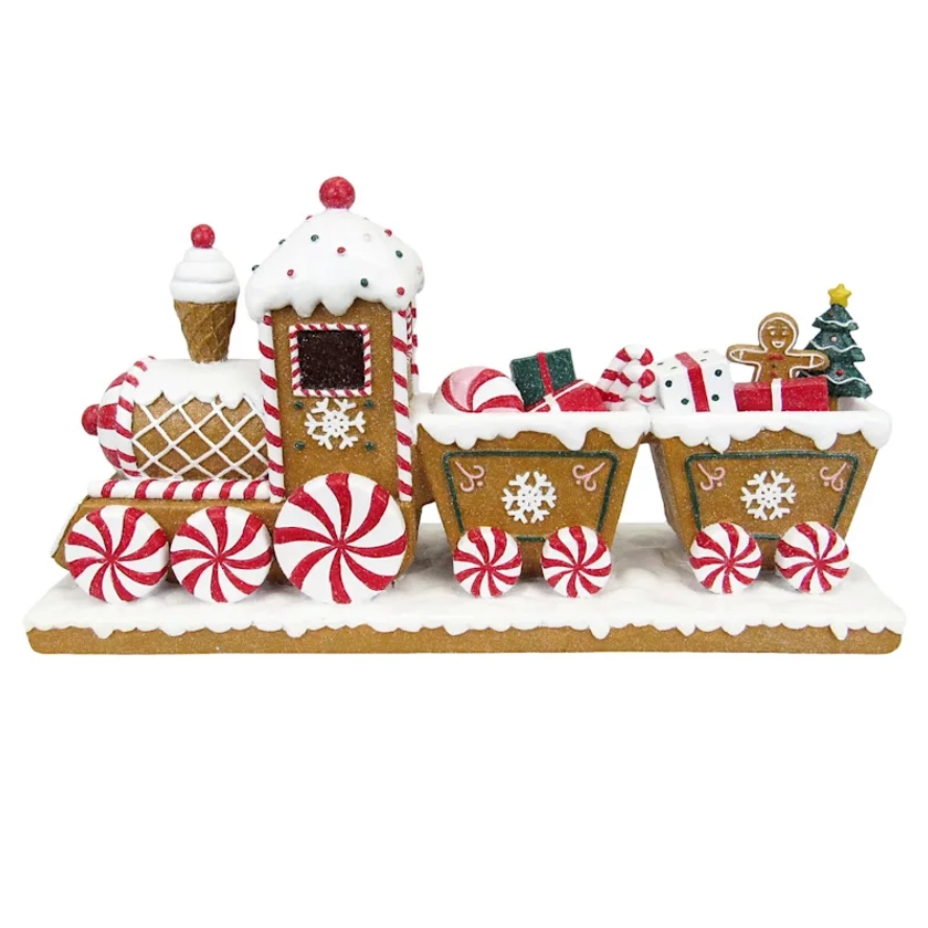 Gingerbread Lane Gingerbread Train with Peppermint Wheels, 12"