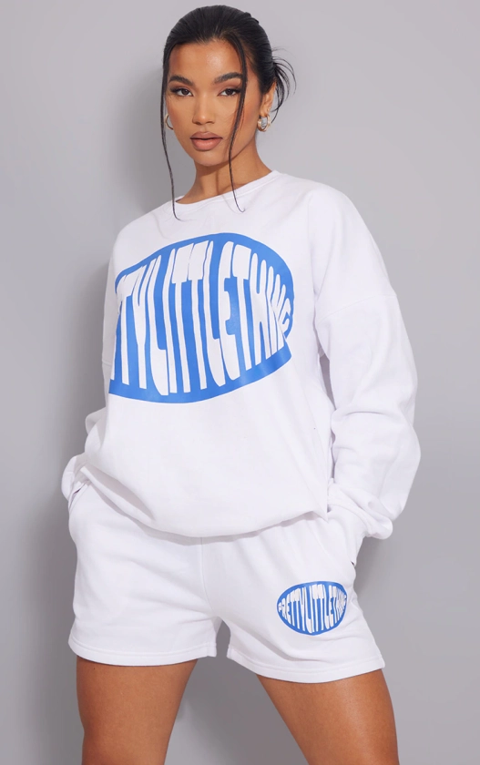Prettylittlething White Oversized Printed Sweater