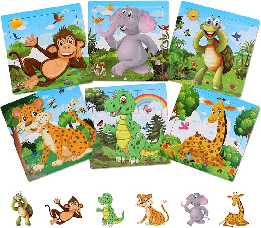 Amazon.com: NASHRIO Wooden Puzzles for Toddlers 2-5 Years Old(Set of 6), 9 Pieces Preschool Educational and Learning Animal Jigsaw Puzzle Toy Gift Set for Boys and Girls : Toys & Games