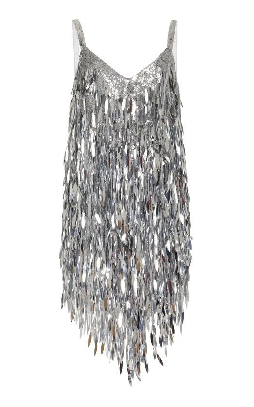 NEW ARRIVALS Fringe Sequin Mini Dress - Moda Operandi