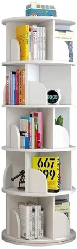 Aesthetic decor Rotating Book Rack Wooden Book Shelf Size 63 inch Hight * 18inch Wide White (Large) (Large) : Amazon.in: Home & Kitchen