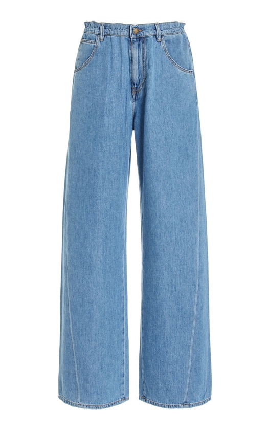 Iris Paperbag-Waist Rigid Wide-Leg Jeans