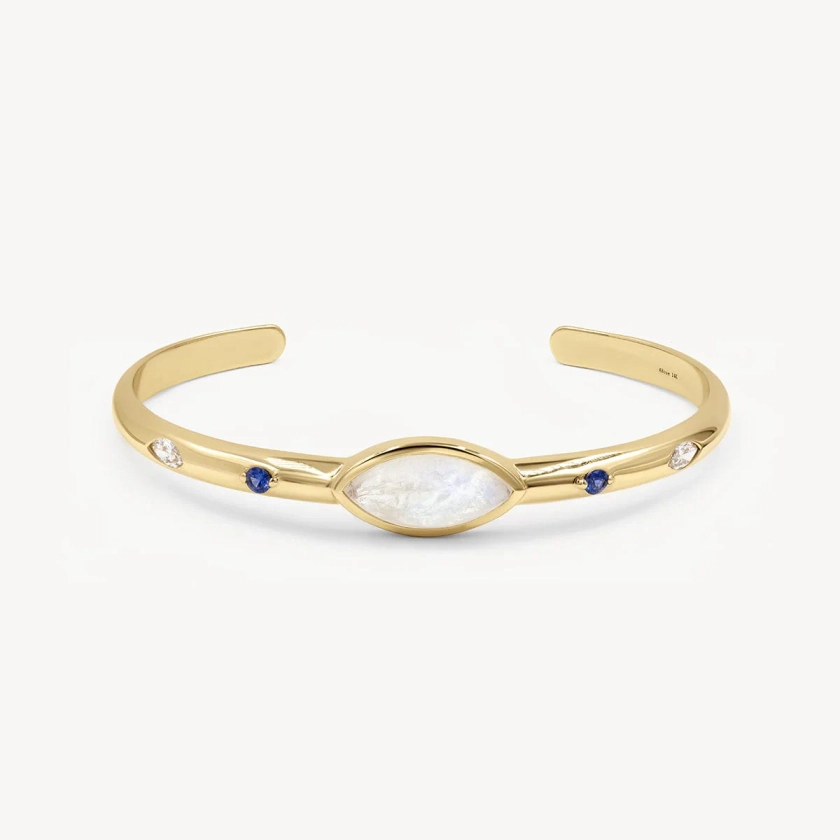 Sapphire and Diamond Cuff in 14K Yellow Gold | Audry Rose