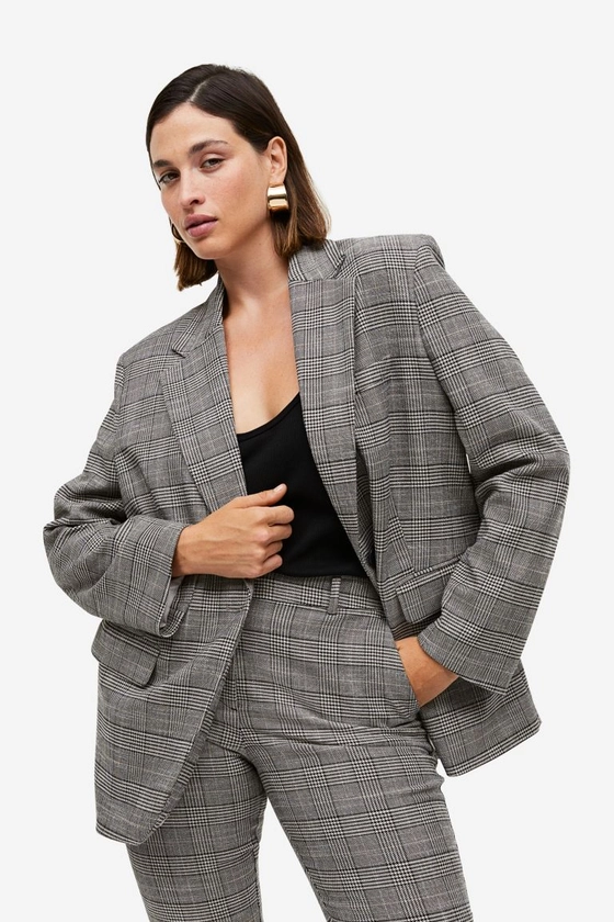 Oversized blazer - Beige/Checked - Ladies | H&M US