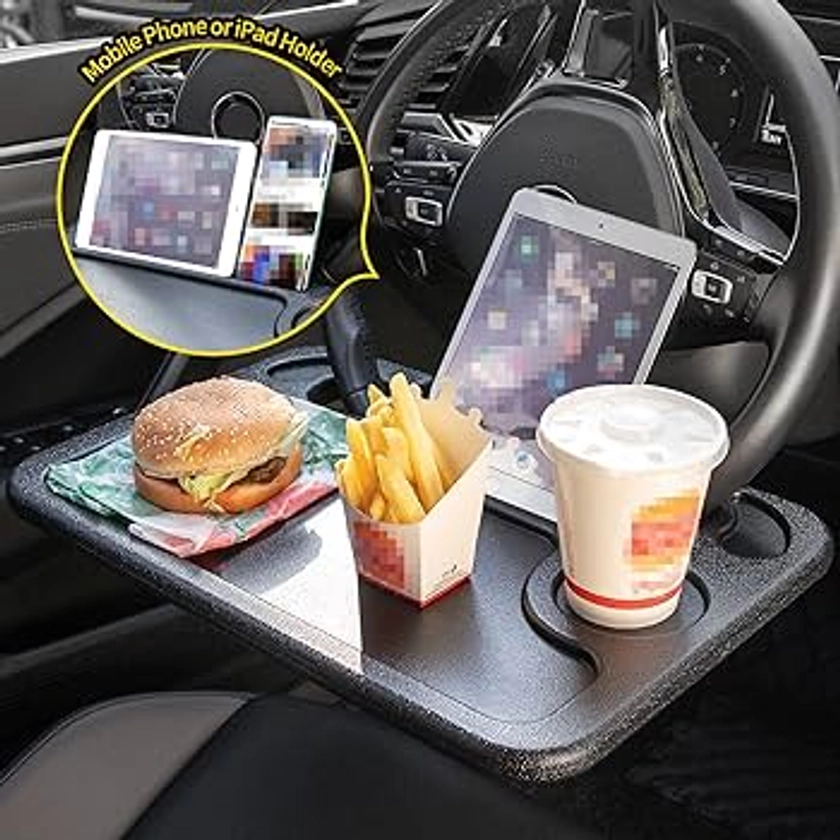 car Eating/Laptop Steering Wheel Desk (Black,16.61“ x 11.2” (3 in 1))