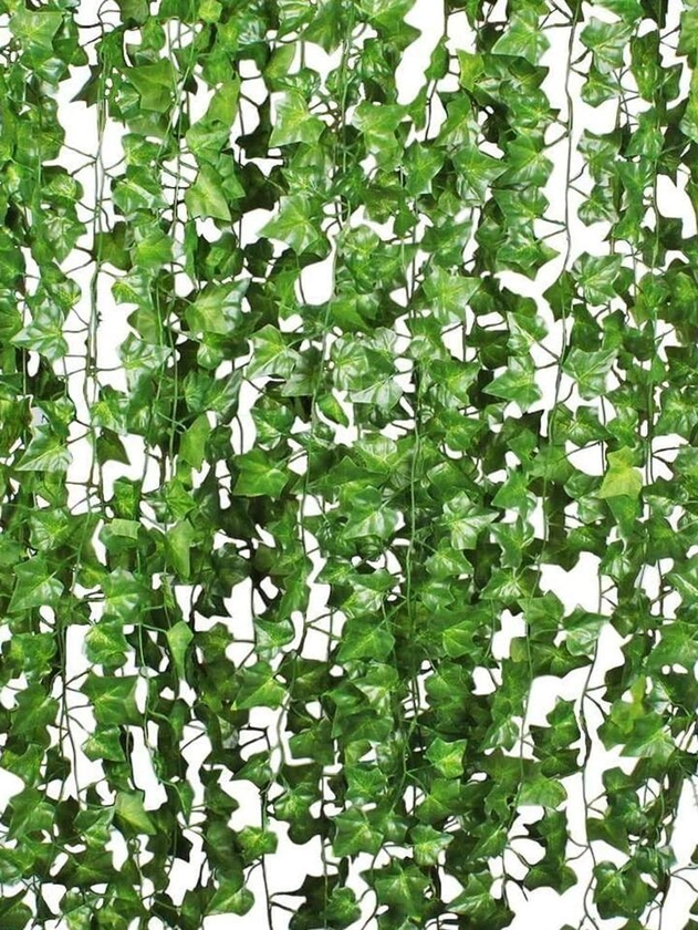 12pcs Artificial Ivy Leaf Plants Vine Hanging Garland Fake Foliage Flowers Home Kitchen Garden Office Wedding Wall Decor