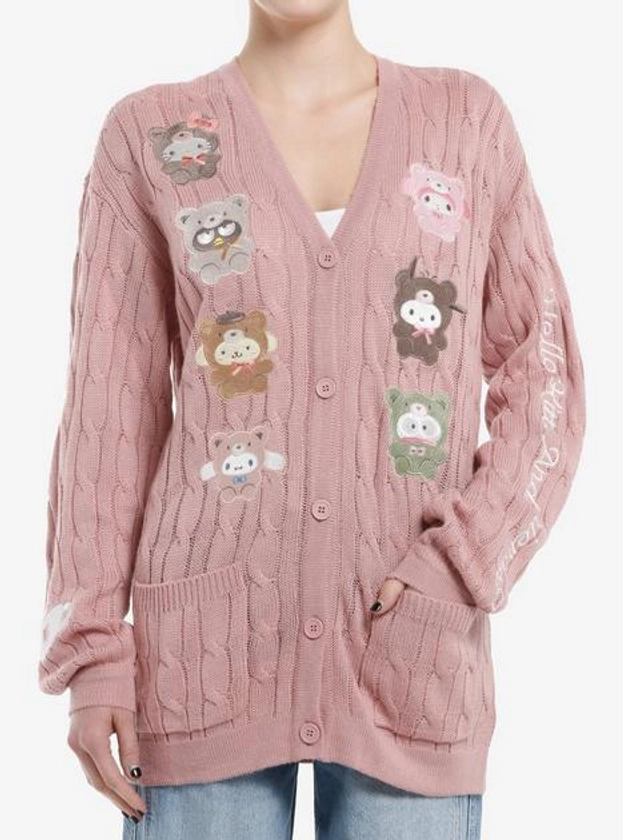 Hello Kitty And Friends Latte Bear Cable Knit Girls Cardigan | Hot Topic