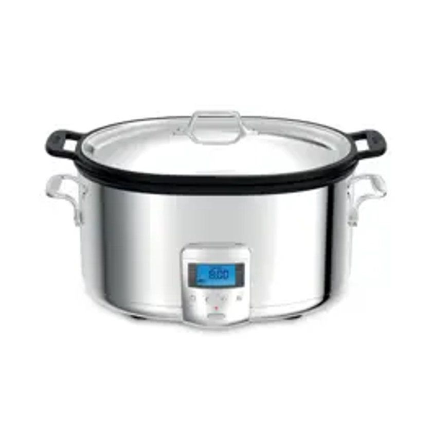 Stainless Steel Digital Slow Cooker, Nonstick Ceramic Coating, 7 quart