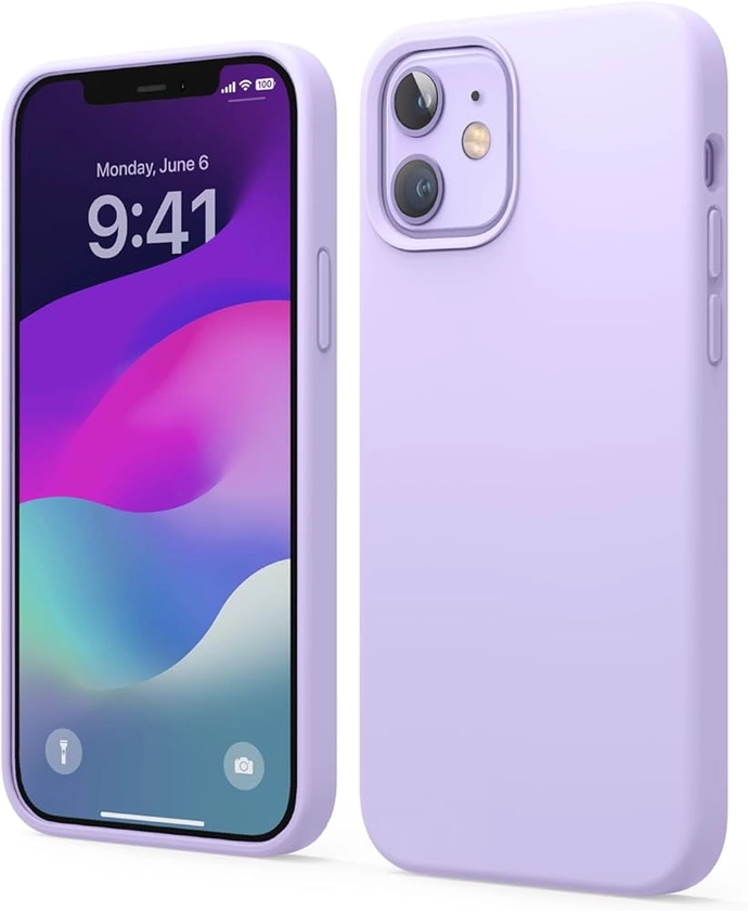 elago Cover Silicone Liquido Compatibile con iPhone 12 e iPhone 12 Pro (6.1”), Custodia Premium, Protezione Full Body: Case Antiurto a 3 Strati (Viola)