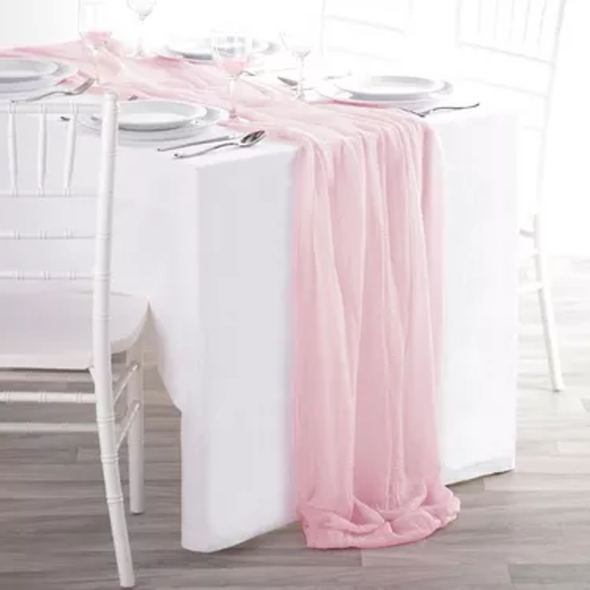 Blush Gauze Fabric Table Runner, 10ft