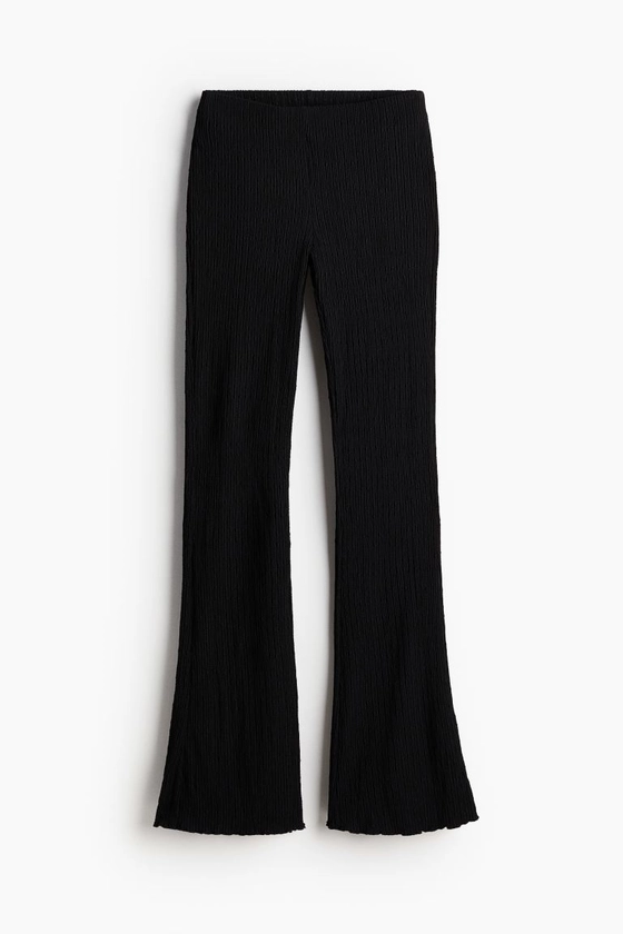 Legging texturé avec jambes évasées - Taille régulière - Longue - Noir - FEMME | H&M FR