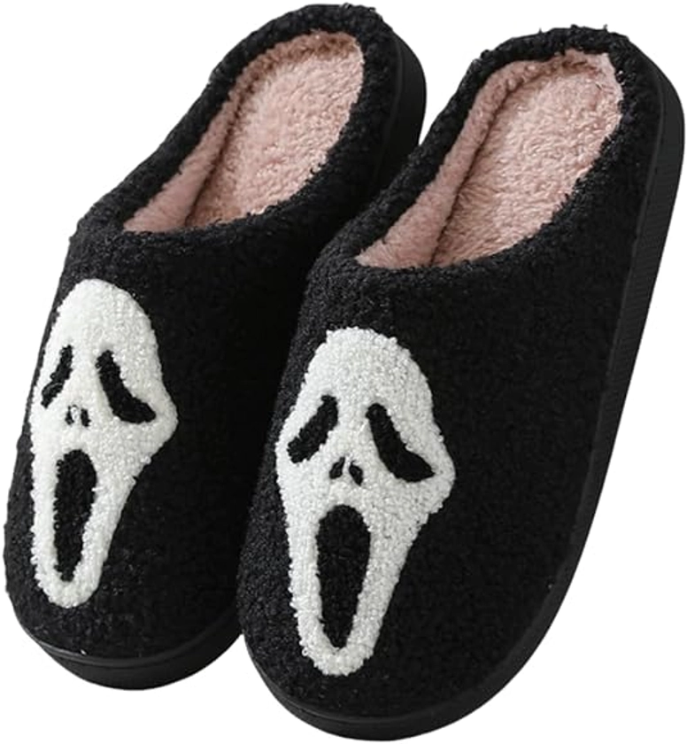 YATOSEN Halloween Hausschuhe Terror Glückliche Hausschuhe für Damen Herren Lustige Plüsch Winter Warme Flauschige Slippers