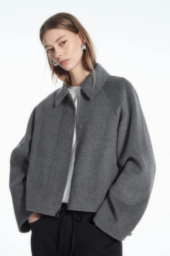 SHORT DOUBLE-FACED WOOL JACKET - GREY - COS