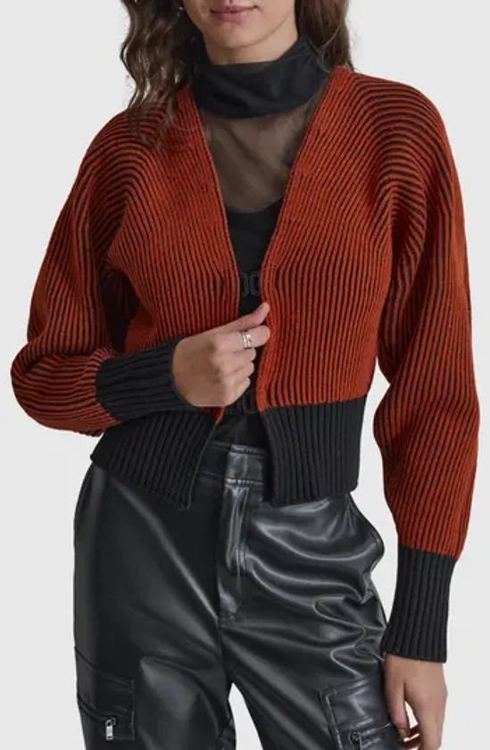 DKNY Contrast Rib Cardigan | Nordstrom