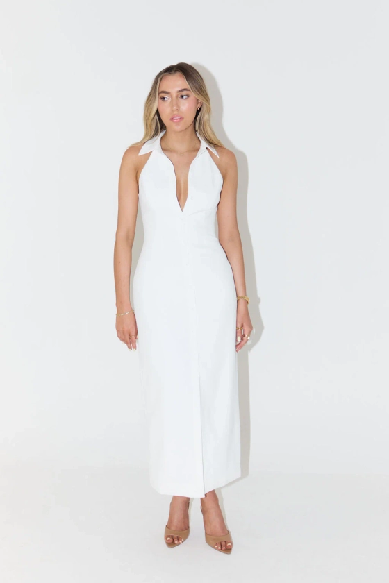 The Ultimate Muse Collar Maxi Dress | White