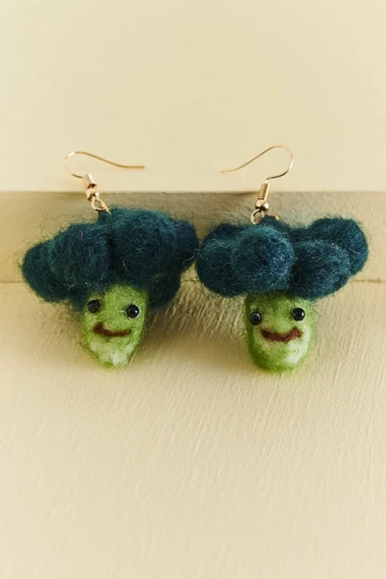 Broccoli Felt Earrings