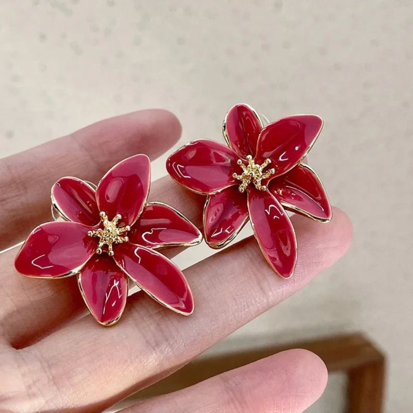 Shimmery Pink Petal Earrings - Etsy Canada