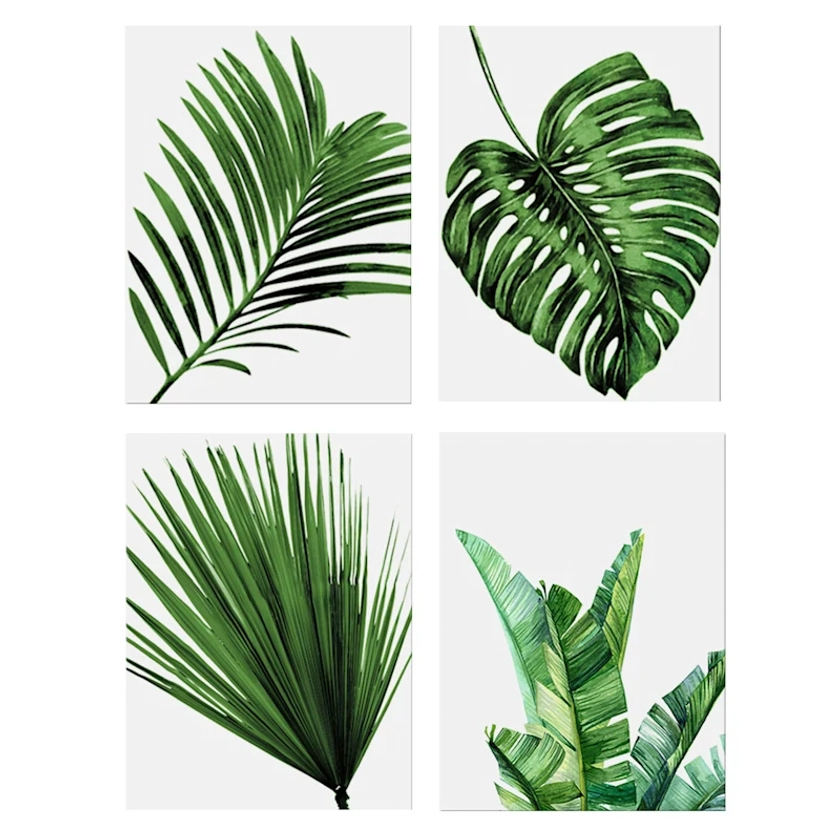 4-Piece Leaves Collection Canvas Wall Art, 8x10 | At Home | The Home Decor & Holiday Superstore