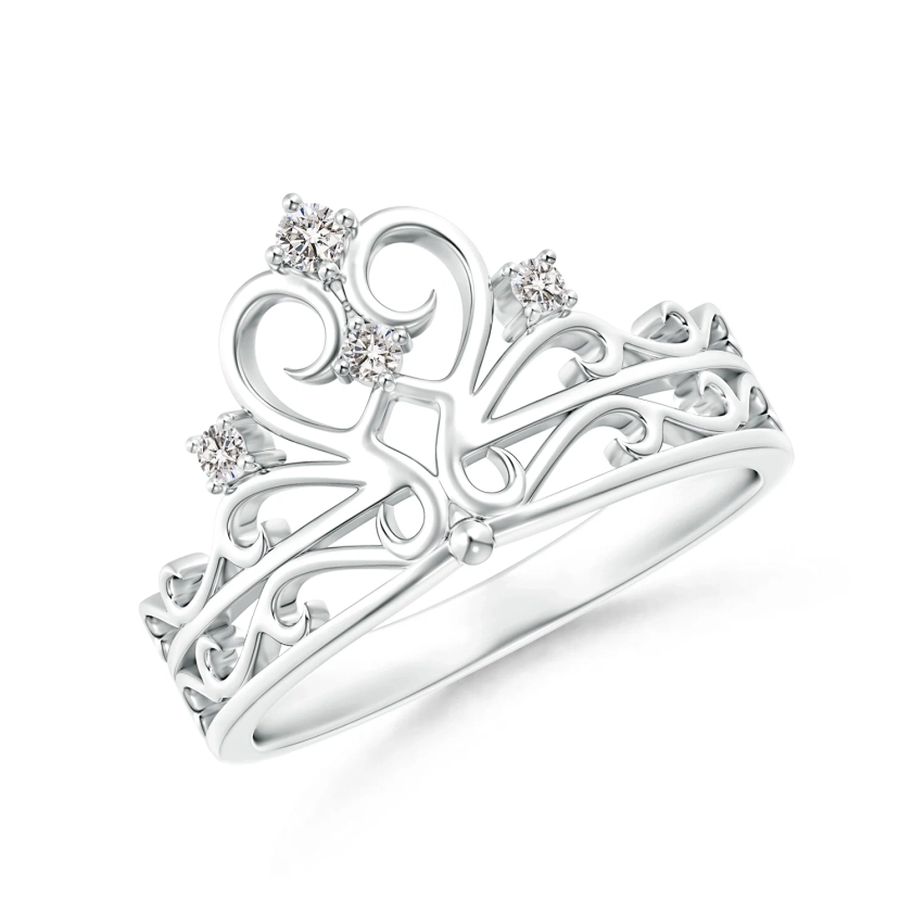 Scattered Round Diamond Princess Tiara Ring