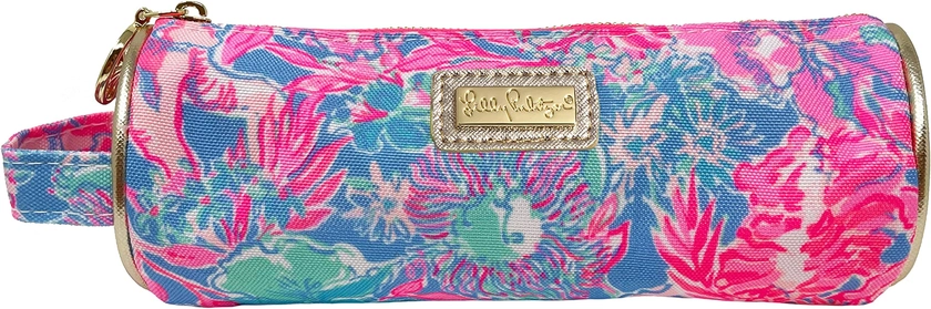Lilly Pulitzer Pink Pencil Pouch Holder, Cute Travel Bag/Case with Carrying Handle and Zip Close, Viva La Lilly