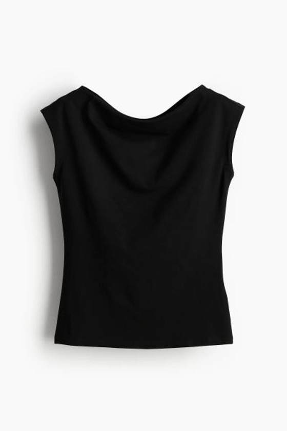 Cap-sleeved top - Black - Ladies | H&M GB
