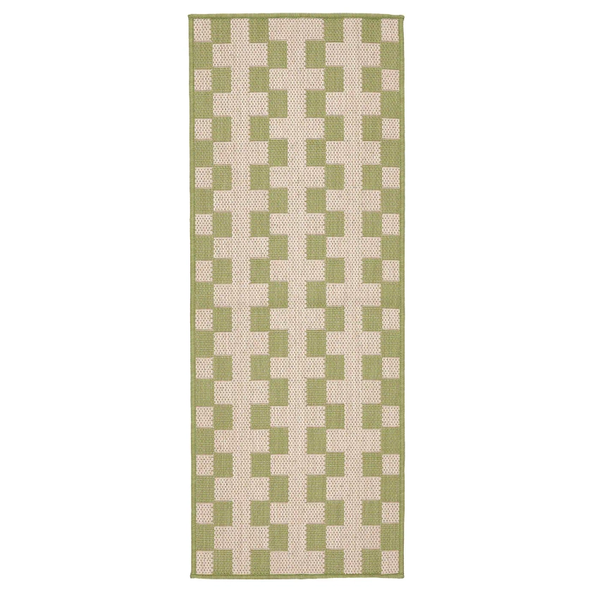 GÅNGSTIG tapis de cuisine, tissé à plat vert/blanc cassé, 45x120 cm - IKEA