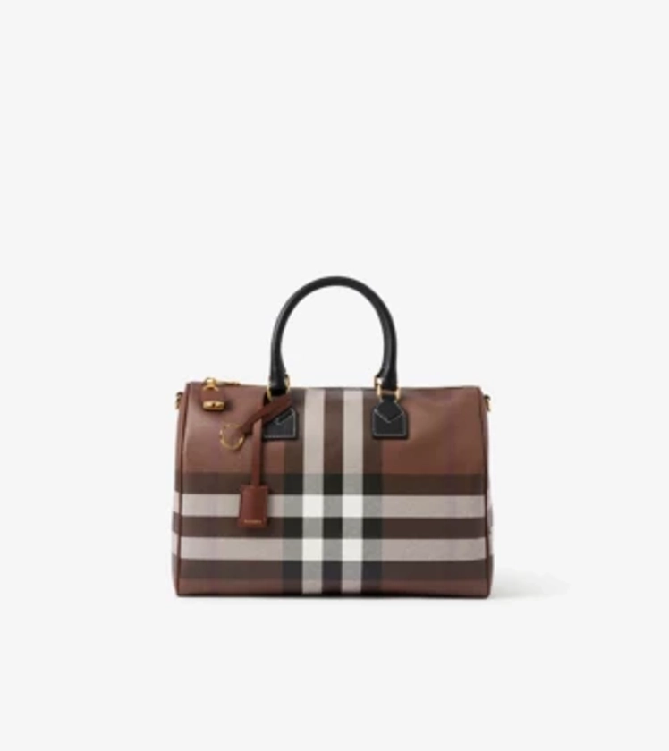 Medium Check Bowling Bag in Dark birch brown - Women | Burberry® Official