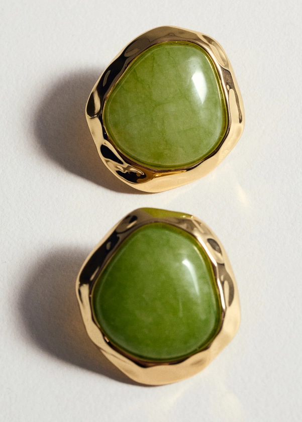 Asymmetrical round stone earrings - Woman | MANGO USA