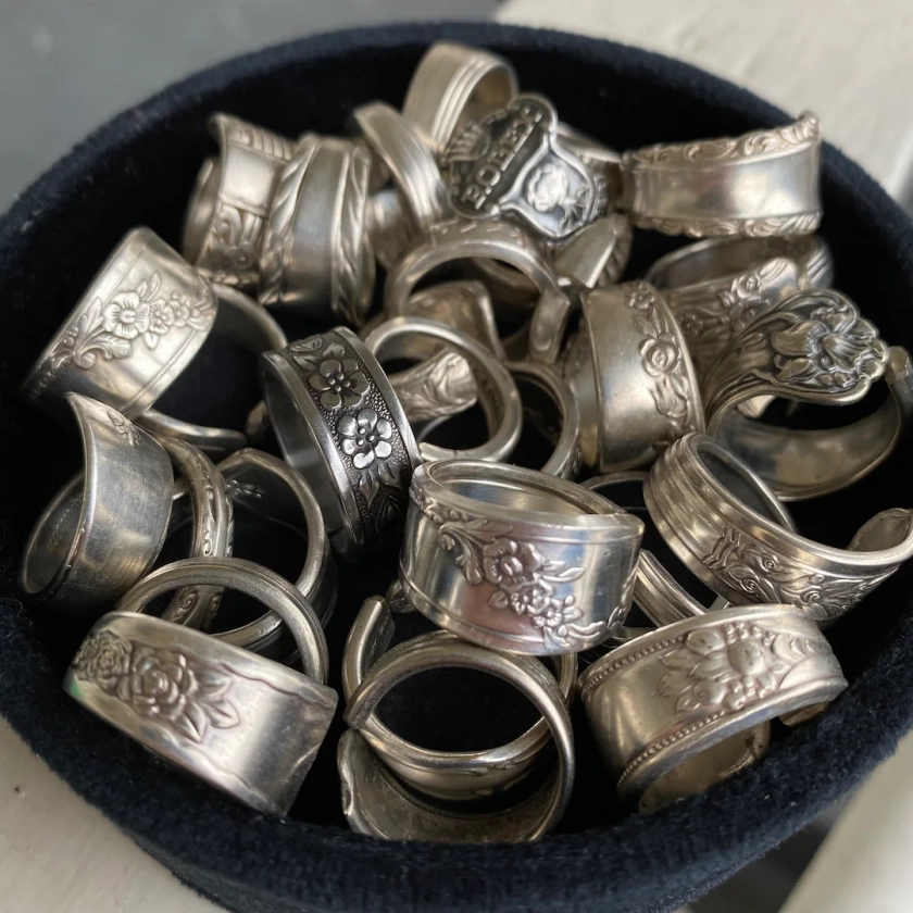Mystery Bundle Silver Spoon Rings | Silverware Rings | Silverplate Spoon Ring | Spoon Jewelry | Antique Vintage Ring | Unique Rings